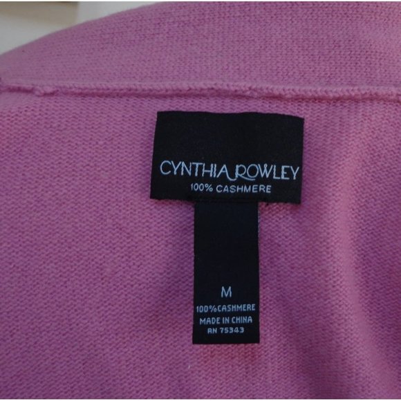 NWOT- CYNTHIA ROWLEY Pink 100% Cashmere Short Sleeve Tie-Front Cardigan -Size M - Picture 6 of 6